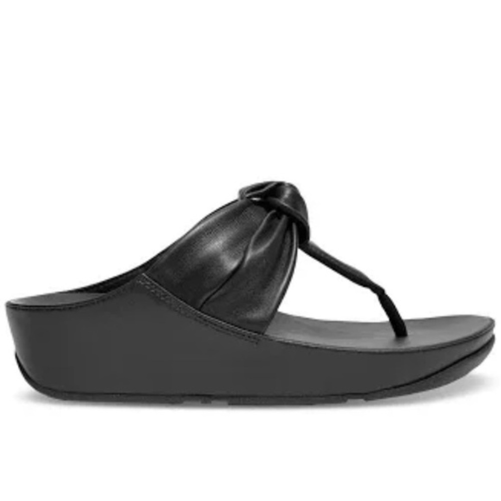 FitFlop Black Sandals with Ergonomic Footbed and Wedge Heel